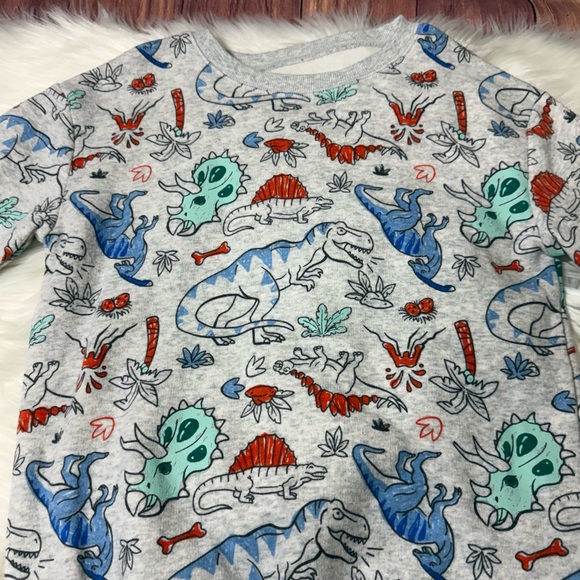 Jumping Beans Gray Dinosaur Fleece Sweatshirt - Boys Size 7 - Picture 9 of 12